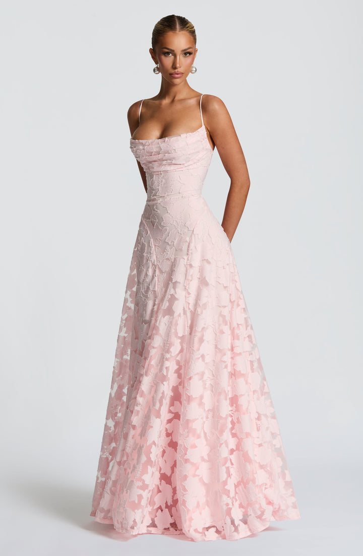 Elyse | Elegant Lace Strapless Maxi Dress With Corset Bodice