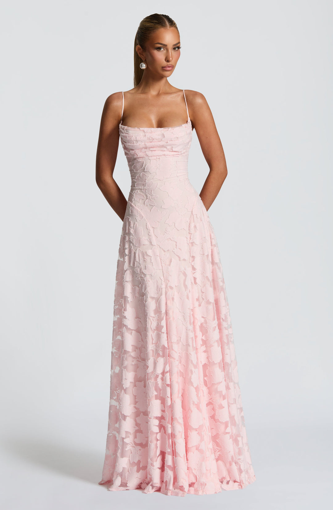 Elyse | Elegant Lace Strapless Maxi Dress With Corset Bodice