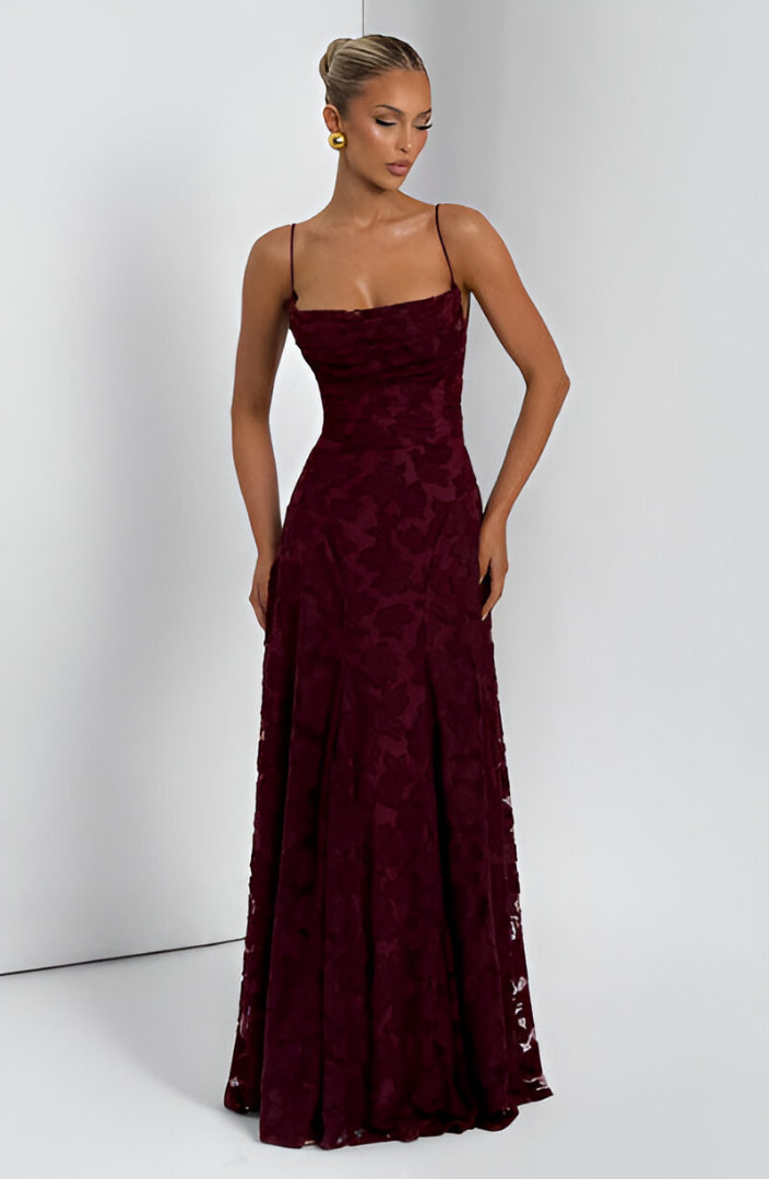 Elyse | Elegant Lace Strapless Maxi Dress With Corset Bodice