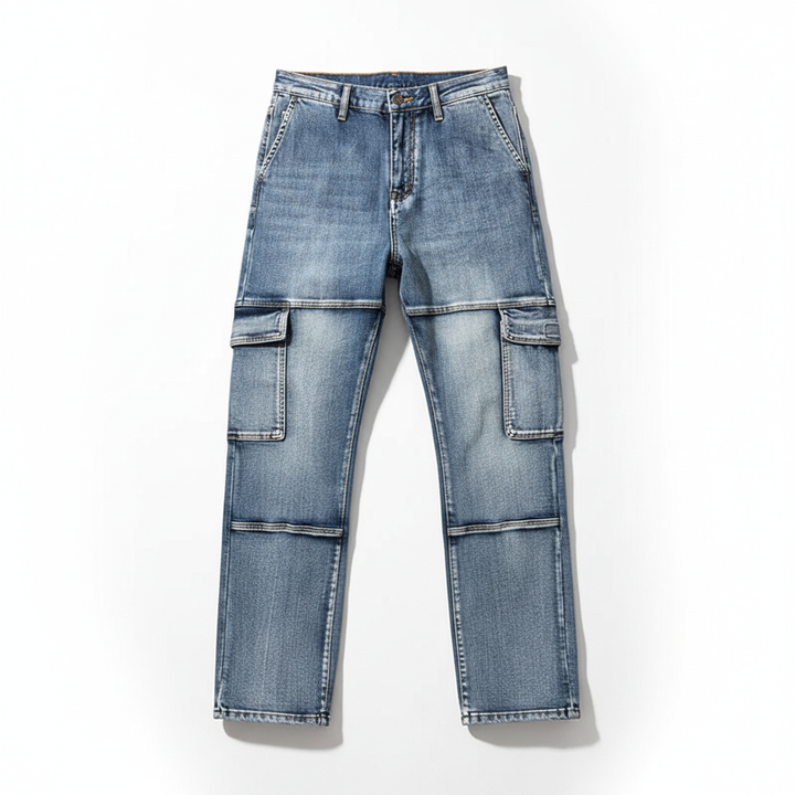 Phoebe | Stylish Denim Cargo Jeans With Utility Pockets