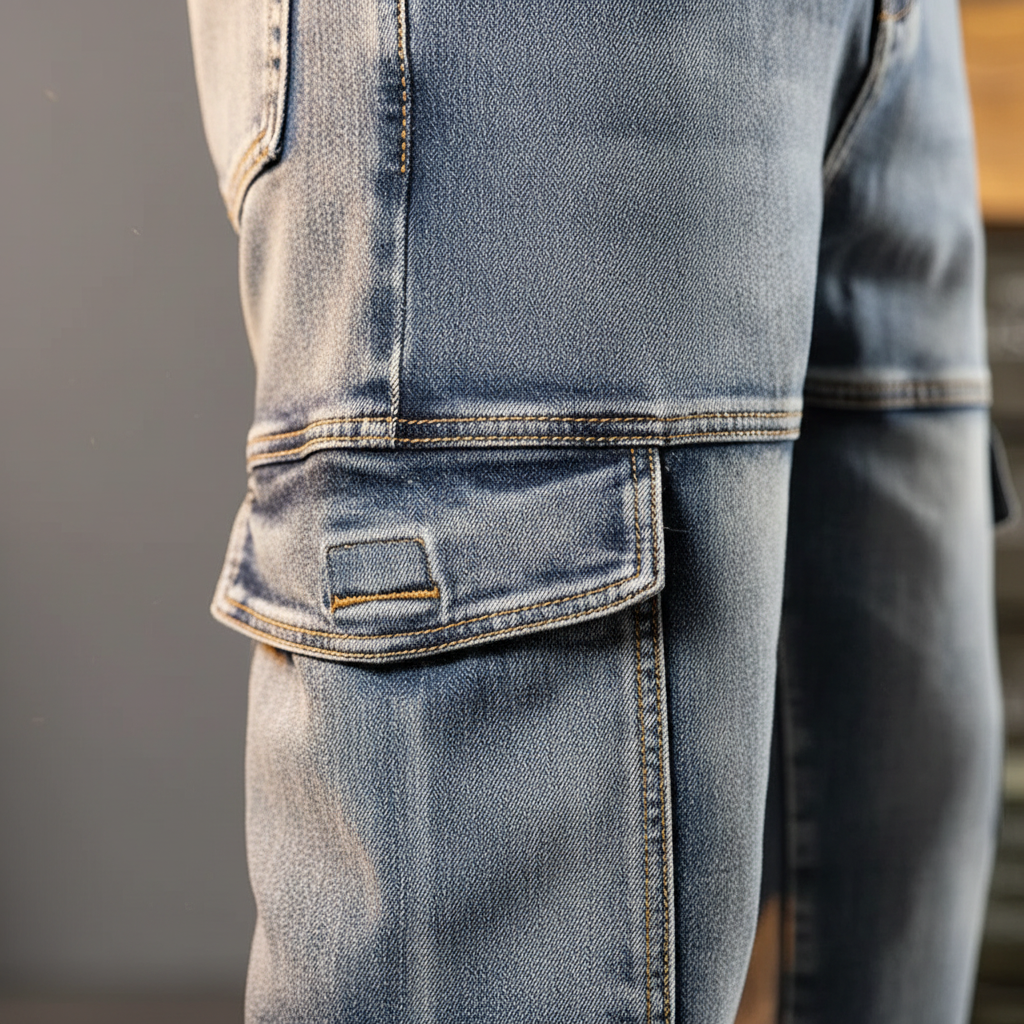 Phoebe | Stylish Denim Cargo Jeans With Utility Pockets