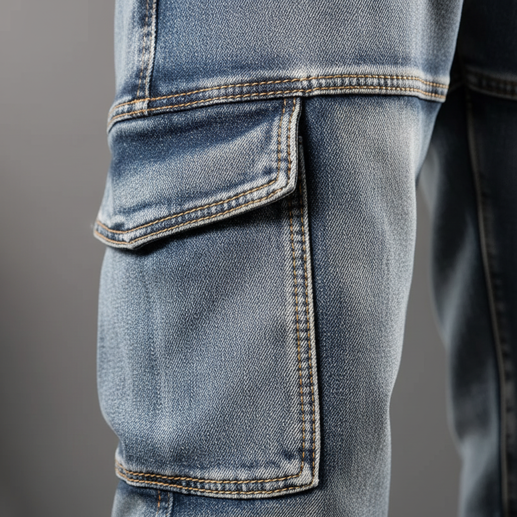 Phoebe | Stylish Denim Cargo Jeans With Utility Pockets