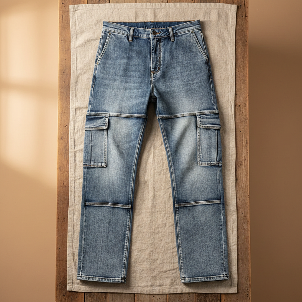 Phoebe | Stylish Denim Cargo Jeans With Utility Pockets