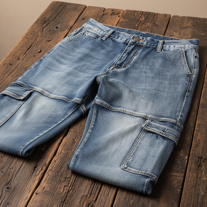 Phoebe | Stylish Denim Cargo Jeans With Utility Pockets