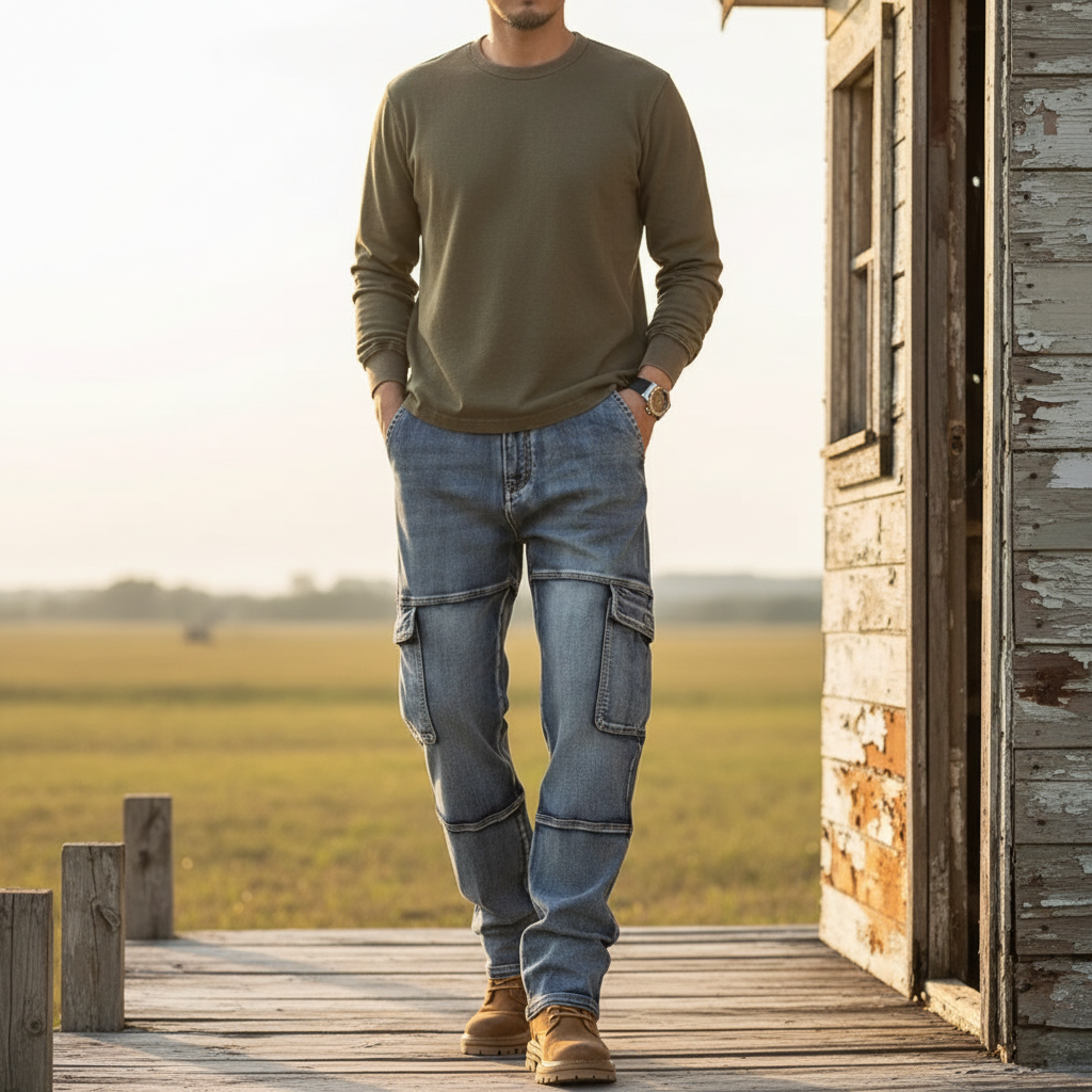 Phoebe | Stylish Denim Cargo Jeans With Utility Pockets