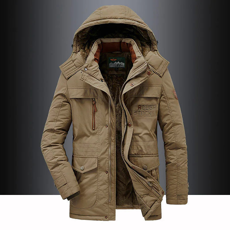 Marcus | Stylish Military Green Fleece Lined Hooded Winter Parka
