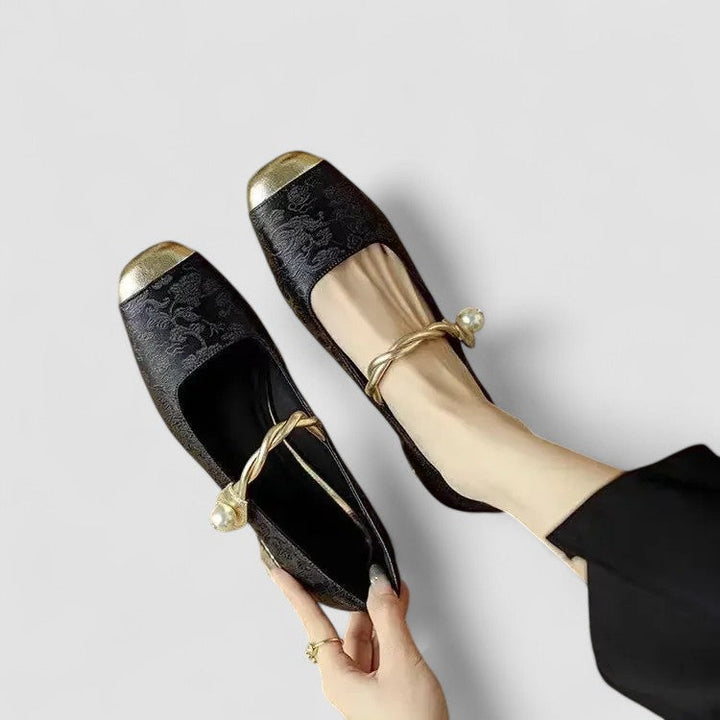 Tabitha | Chic Pearl Embellished Mary Jane Block Heel Shoes