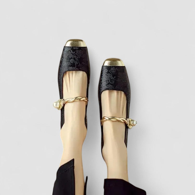 Tabitha | Chic Pearl Embellished Mary Jane Block Heel Shoes