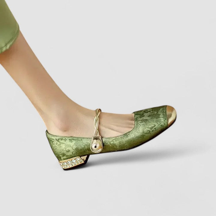 Tabitha | Chic Pearl Embellished Mary Jane Block Heel Shoes