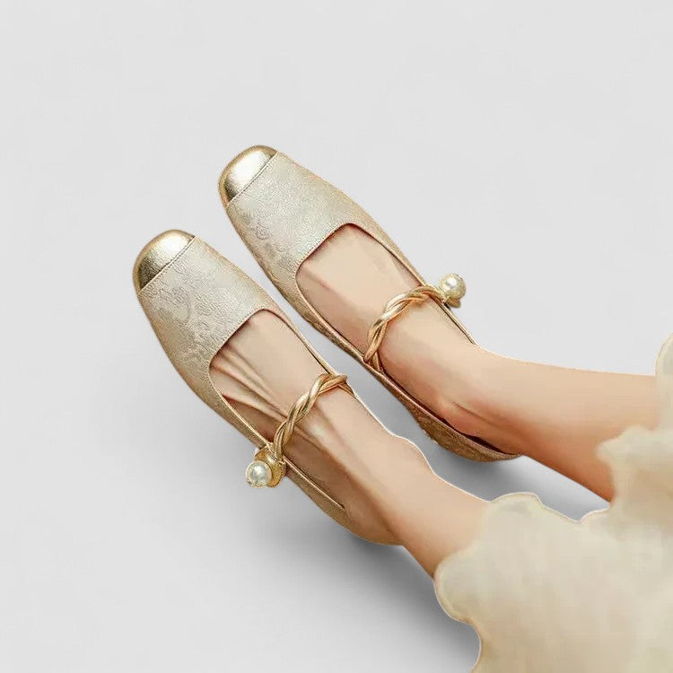 Tabitha | Chic Pearl Embellished Mary Jane Block Heel Shoes