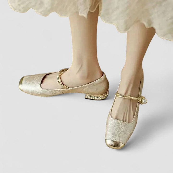 Tabitha | Chic Pearl Embellished Mary Jane Block Heel Shoes