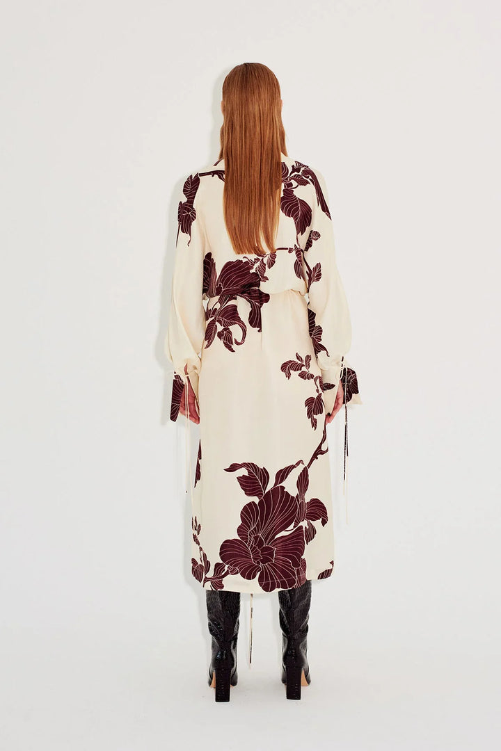 Juniper | Elegant Floral V-Neck Kimono Wrap Midi Dress