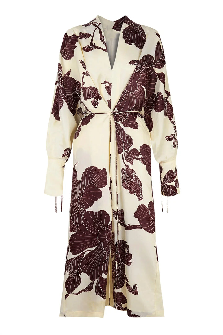 Juniper | Elegant Floral V-Neck Kimono Wrap Midi Dress