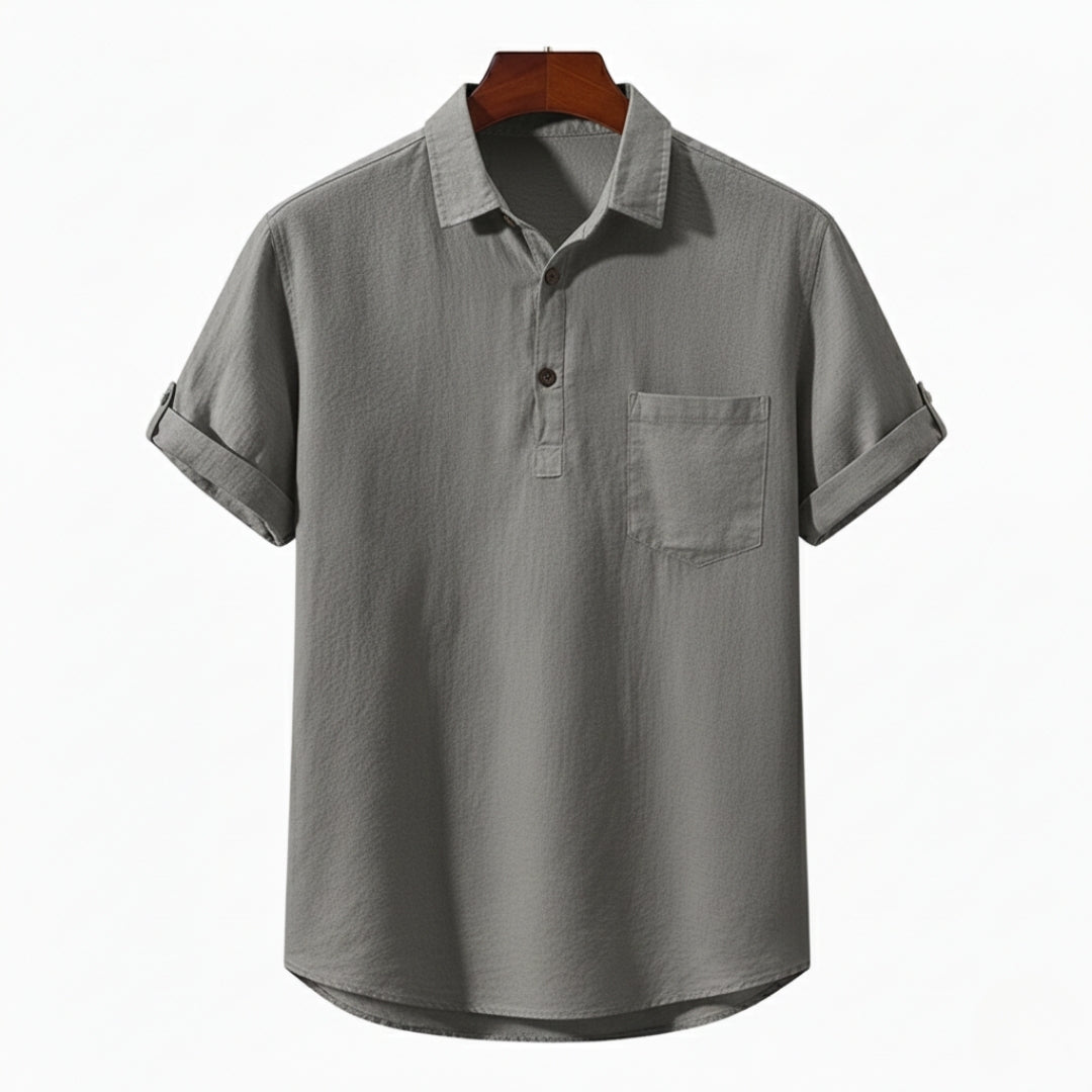 Oslo | Casual Linen Henley Shirt Men - Short Sleeve