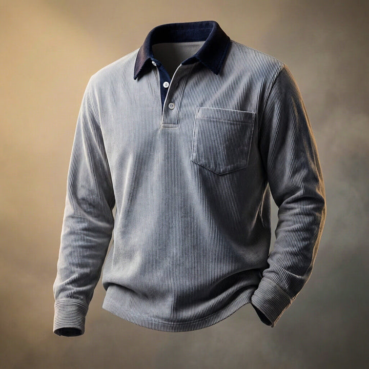 Hannah | Stylish Corduroy Long Sleeve Polo Shirt
