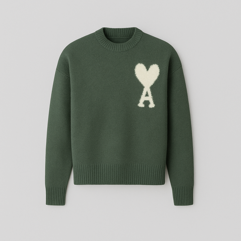 Cordelia | Chic Heart Detail Crew Neck Knit Sweater