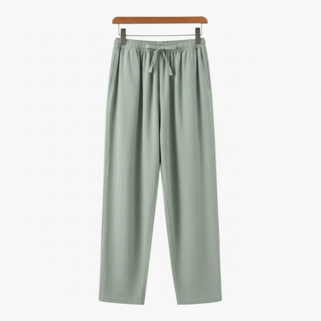 Fez | Elegant Drawstring Linen Pants - Oversized Relaxed Fit