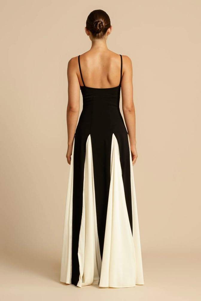 Valencia | Elegant Color Block Maxi Slip Dress With Sweetheart Neckline