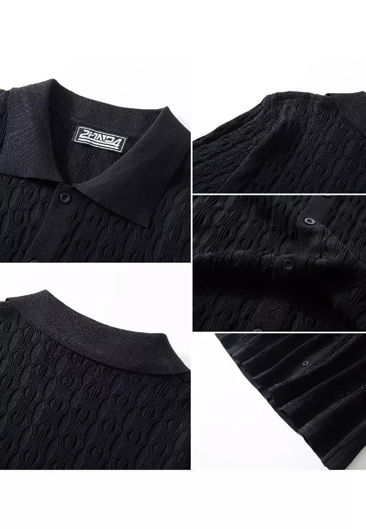 Maxwell | Elegant Cable Knit Short Sleeve Polo Shirt