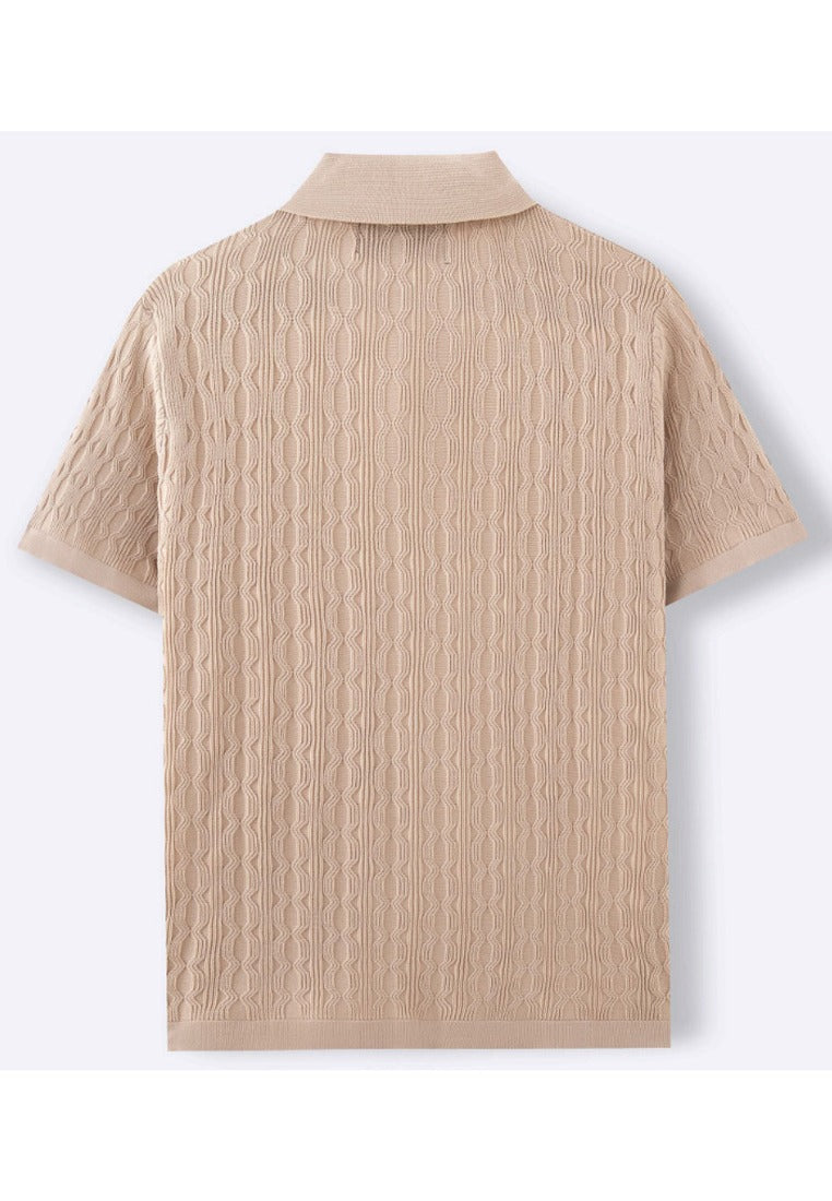 Maxwell | Elegant Cable Knit Short Sleeve Polo Shirt