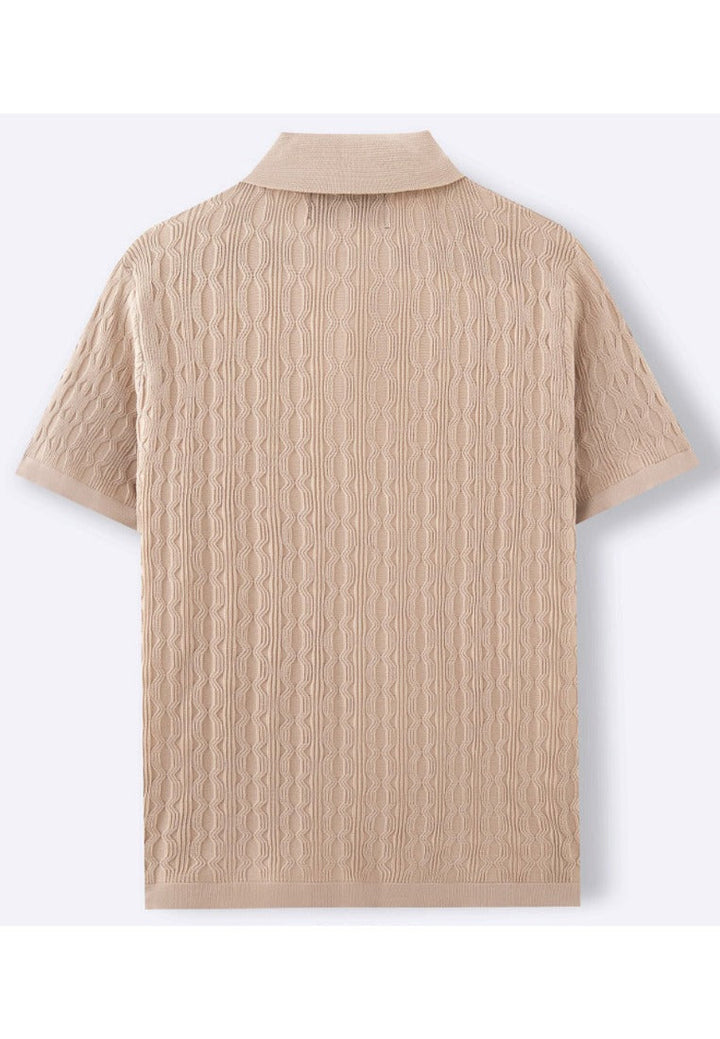 Maxwell | Elegant Cable Knit Short Sleeve Polo Shirt