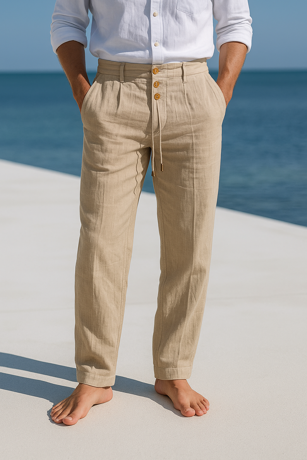 Evy | Stylish Men's Linen Trousers With Drawstring Waistband