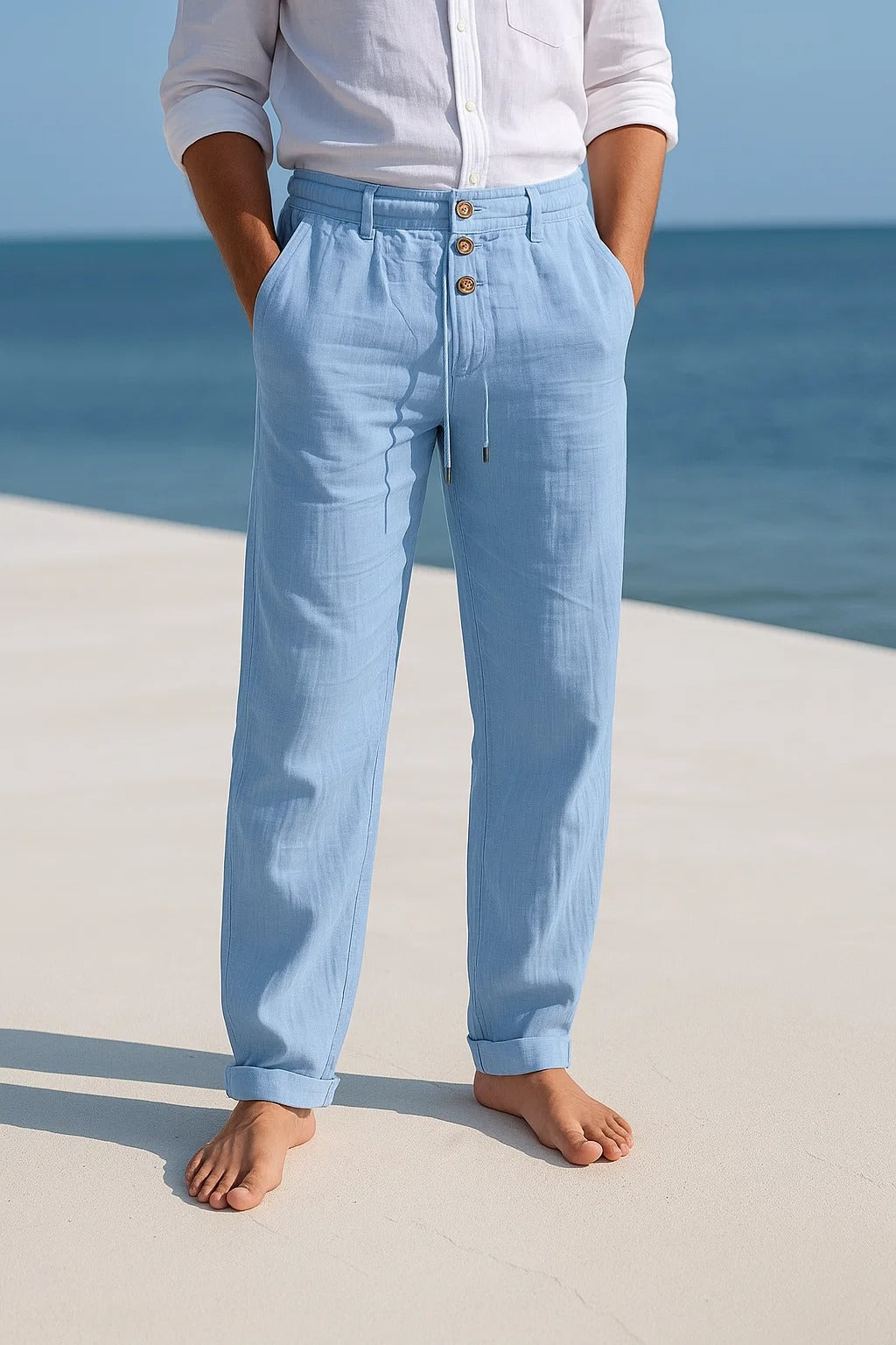 Evy | Stylish Men's Linen Trousers With Drawstring Waistband