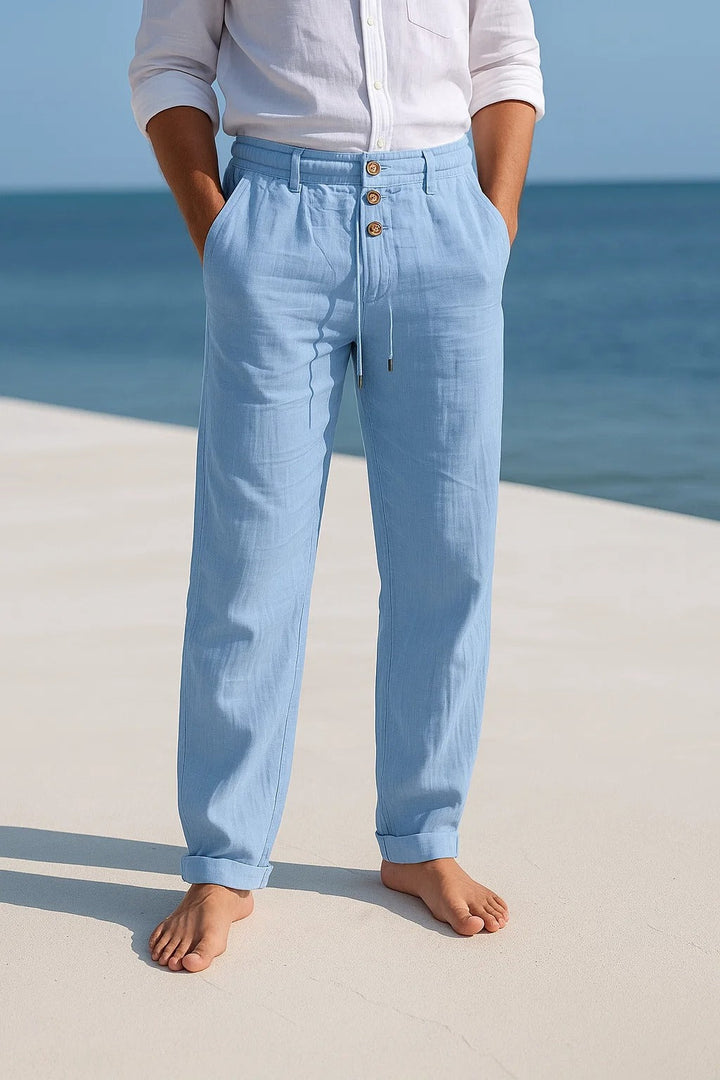 Evy | Stylish Men's Linen Trousers With Drawstring Waistband