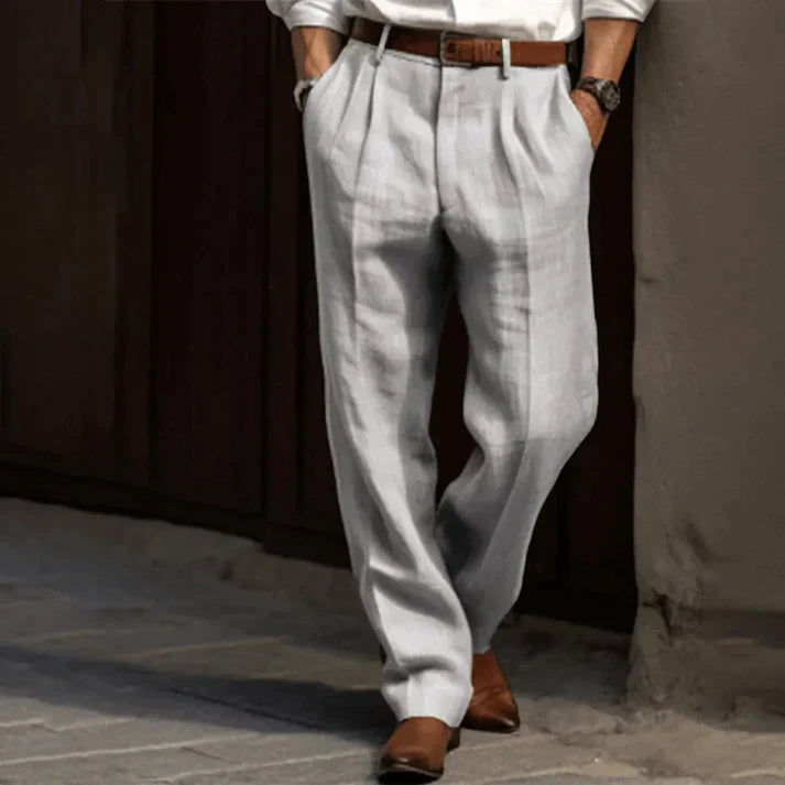 Isla | Stylish Pleated Relaxed Fit Linen Trousers Men