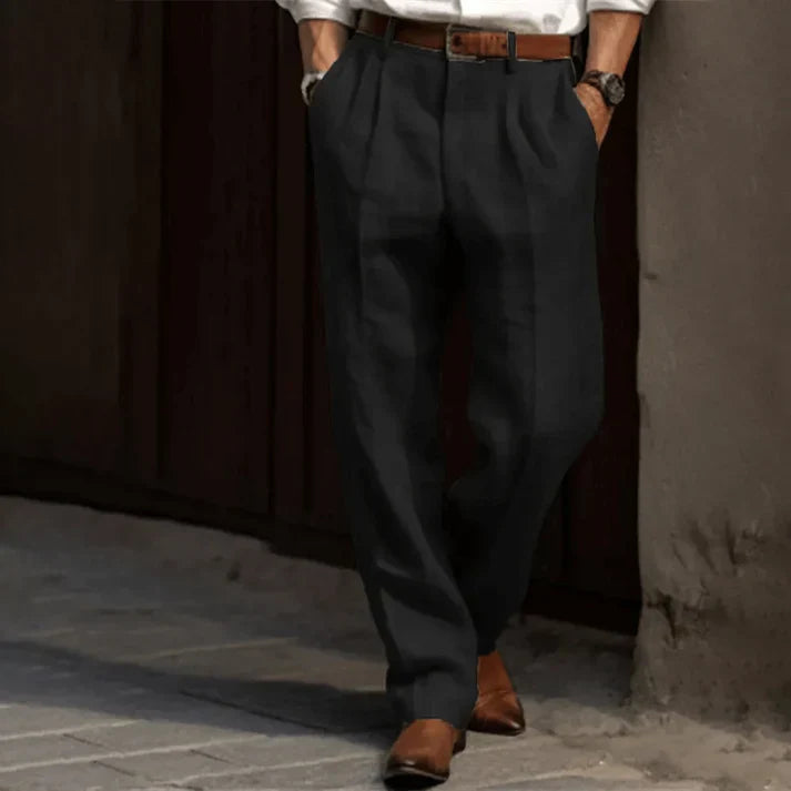 Isla | Stylish Pleated Relaxed Fit Linen Trousers Men