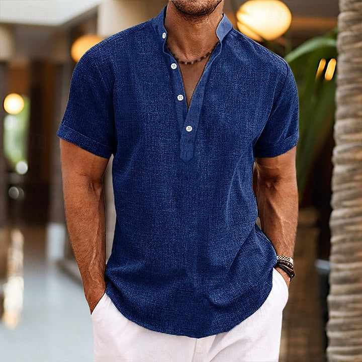 Clara | Stylish Men's Short Sleeve Henley Shirt With Button Detail