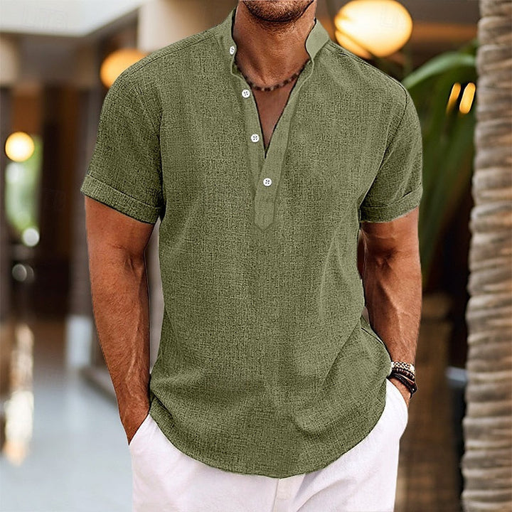 Clara | Stylish Men's Short Sleeve Henley Shirt With Button Detail