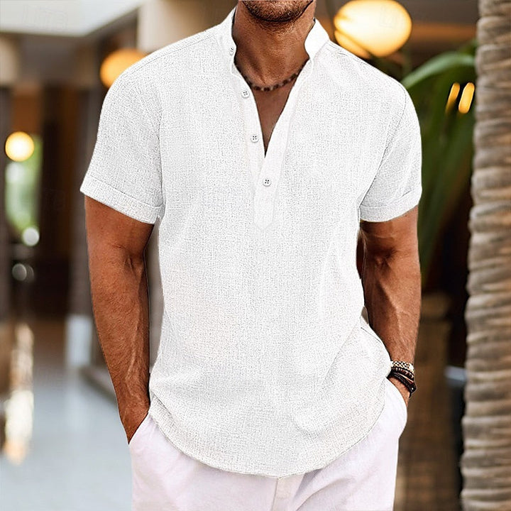 Clara | Stylish Men's Short Sleeve Henley Shirt With Button Detail