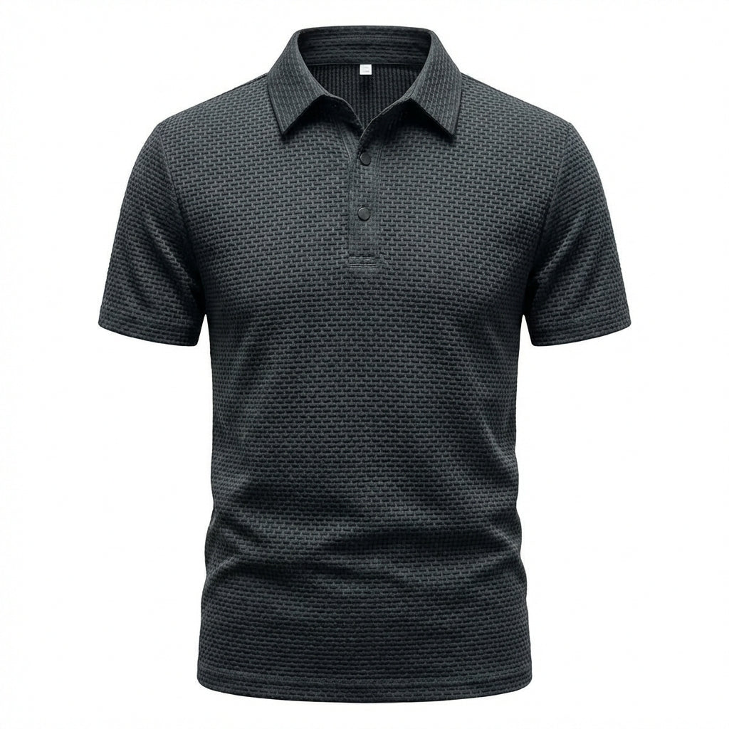Celeste | Elegant Waffle Knit Short Sleeve Polo Shirt