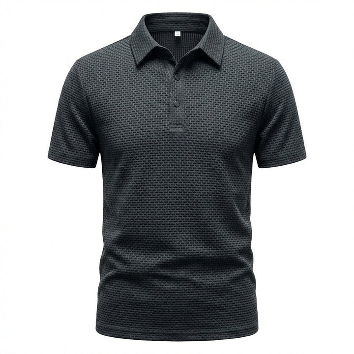 Celeste | Elegant Waffle Knit Short Sleeve Polo Shirt