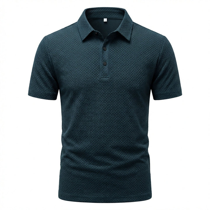 Celeste | Elegant Waffle Knit Short Sleeve Polo Shirt