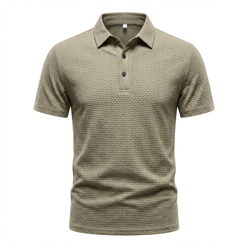 Celeste | Elegant Waffle Knit Short Sleeve Polo Shirt