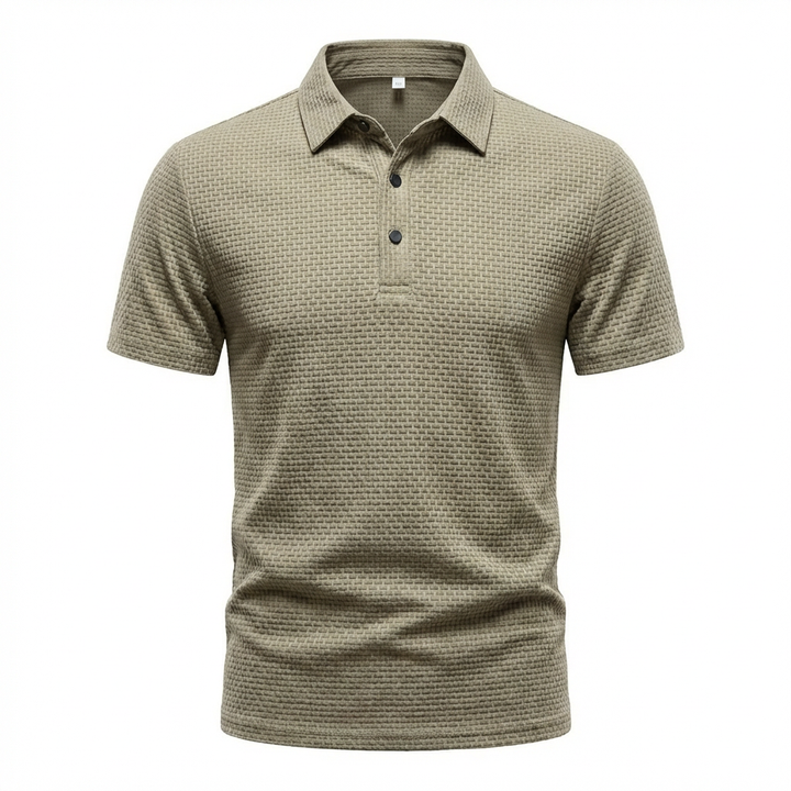 Celeste | Elegant Waffle Knit Short Sleeve Polo Shirt