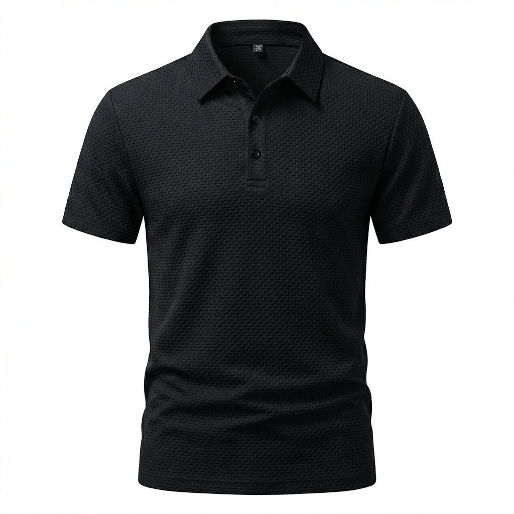 Celeste | Elegant Waffle Knit Short Sleeve Polo Shirt