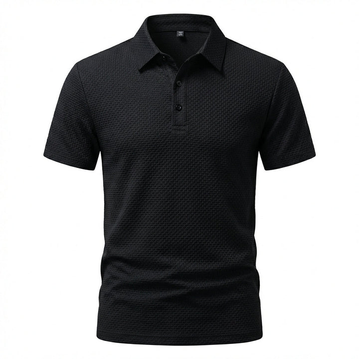 Celeste | Elegant Waffle Knit Short Sleeve Polo Shirt