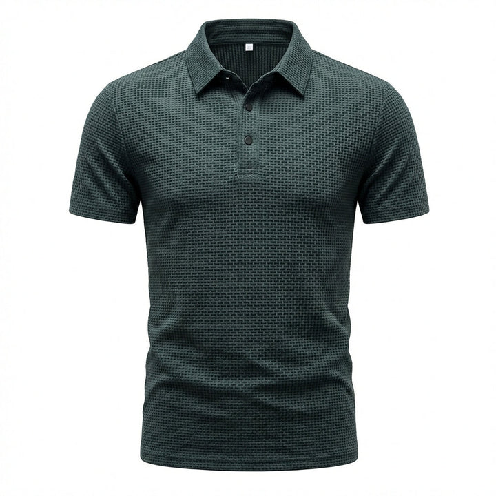 Celeste | Elegant Waffle Knit Short Sleeve Polo Shirt