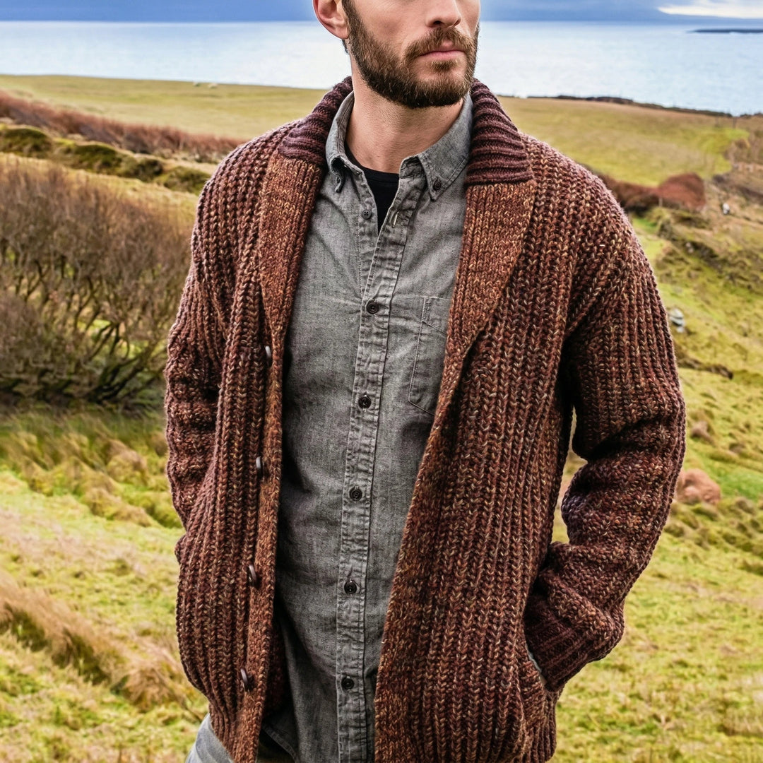 Margot | Stylish Chunky Knit Shawl Collar Button Cardigan