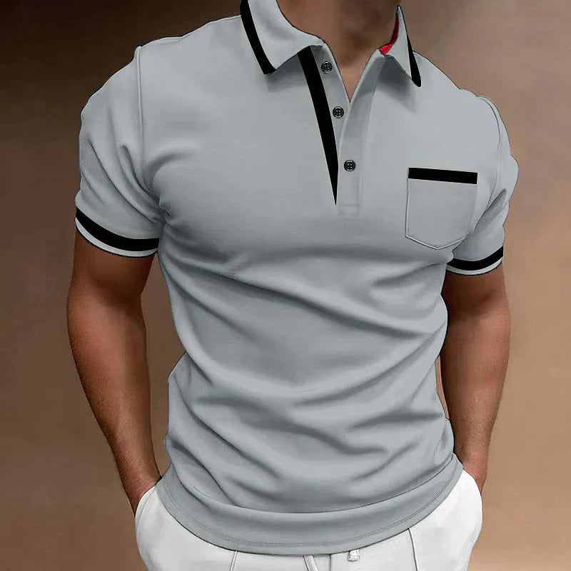 Rosie | Stylish Contrast Trim Fitted Polo Shirt Men