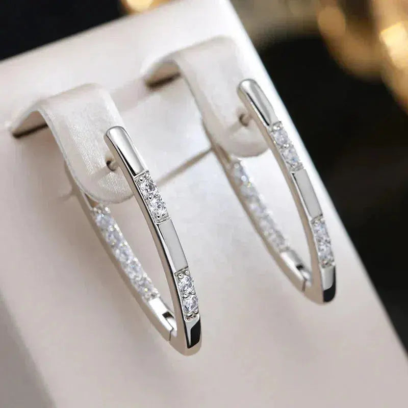 Serena | Elegant Rose Gold Hoop Earrings With Zirconia Stones