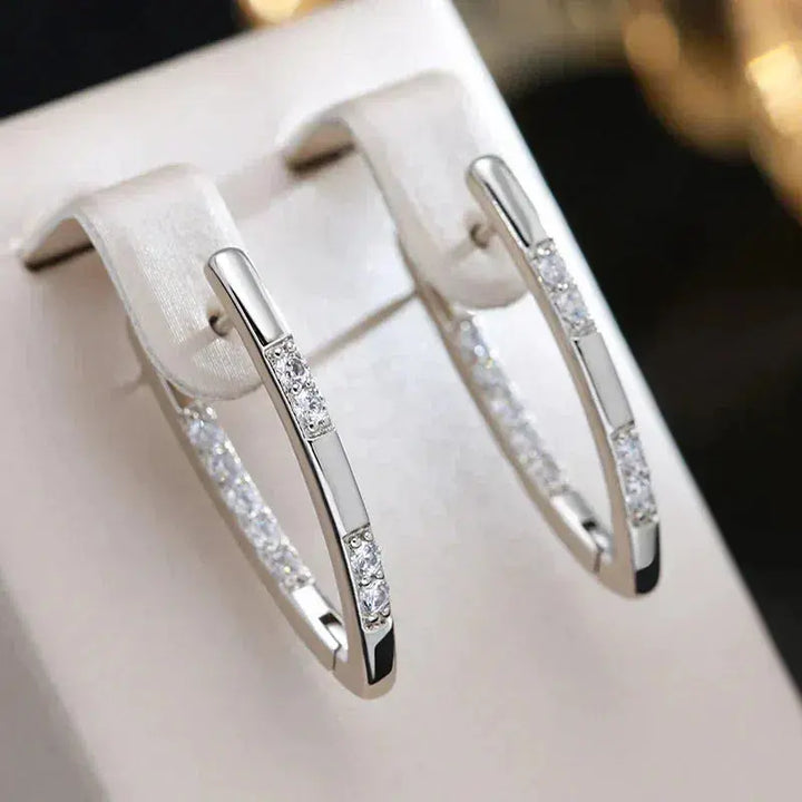 Serena | Elegant Rose Gold Hoop Earrings With Zirconia Stones
