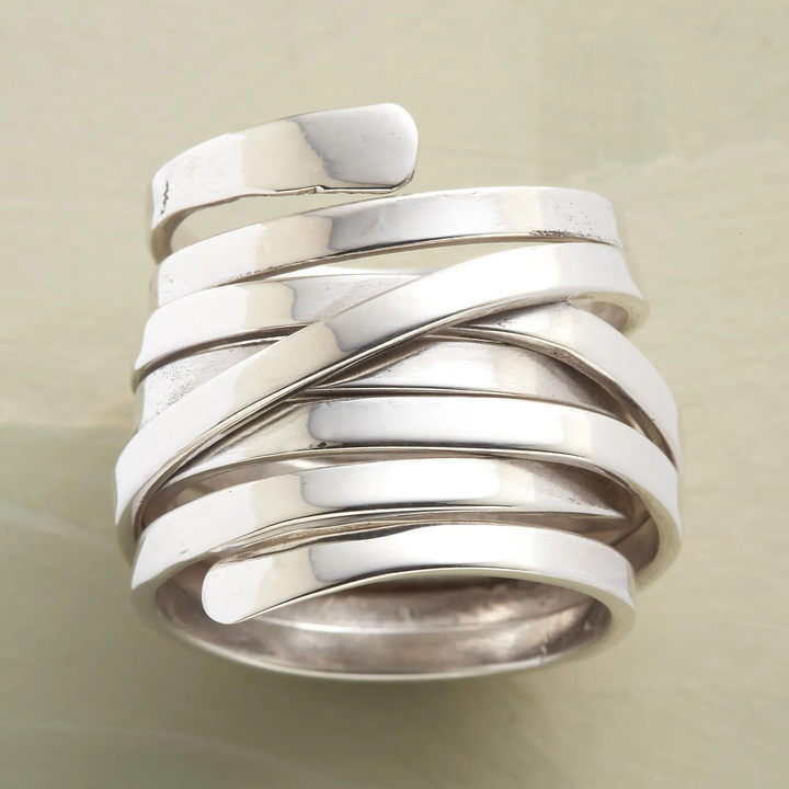Serena | Stylish Layered Wrap Silver Ring