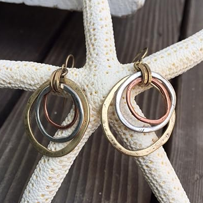 Elise | Elegant Tri-Color Vintage Hoop Earrings