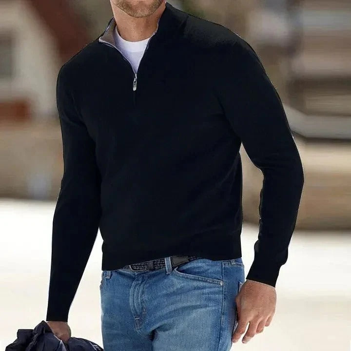 Evelyn | Elegant Men's Coral Quarter-Zip Cashmere Pullover