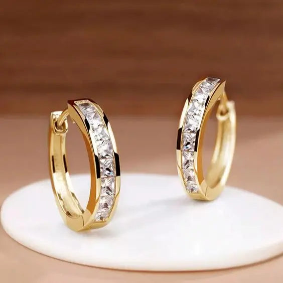 Margot | Chic Gold Crystal Huggie Hoop Earrings