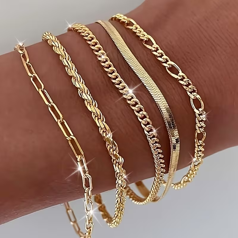 Margot | Elegant Layered Gold Chain Bracelet Set